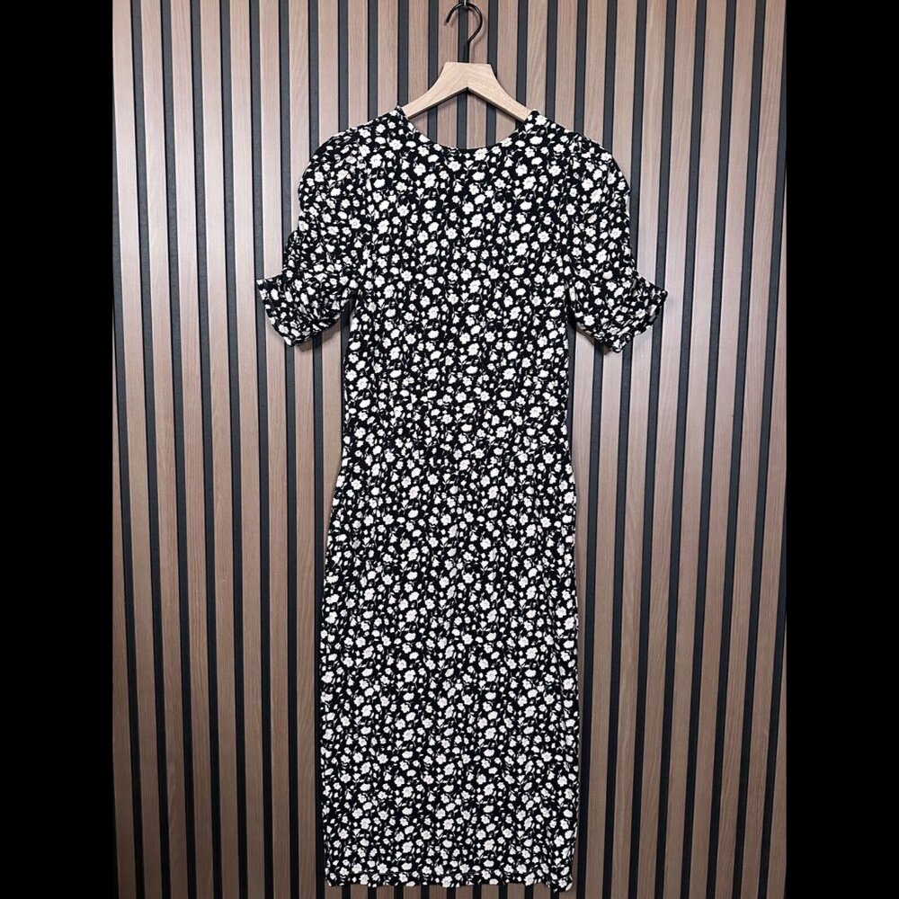 Free People Dress Small Black White Rosie Midi Floral Blossom Jersey Fabric